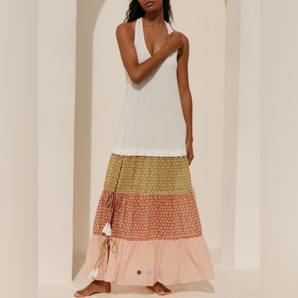 Anthropologie Celandine Sleeveless Scoop Neck Tiered Maxi Sz XS